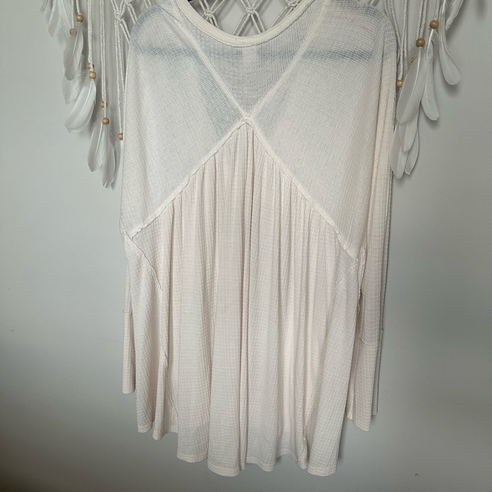 We The Free Cream Long Sleeve V-Neck Top - Picture 2 of 3